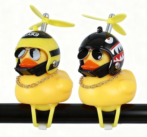 2PCS Glowing Funny Rubber Ducks Car Dashboard Decorations with Propeller Helmets, Gold Chains, Bandages, Light Bulbs & Gold Sunglasses- Sound Duck Accessories, Decor for Car in Saudi Arabia