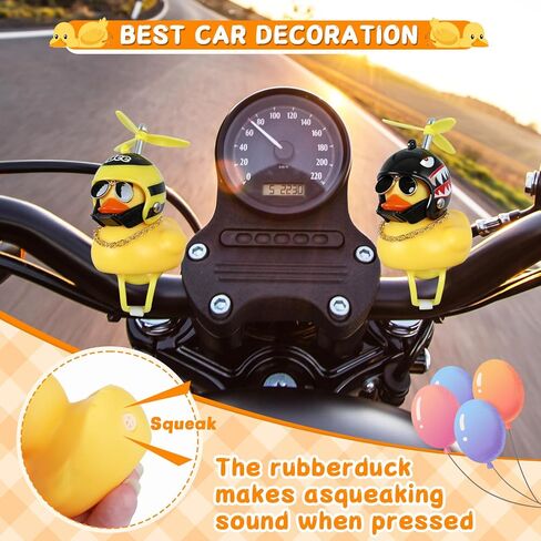 2PCS Glowing Funny Rubber Ducks Car Dashboard Decorations with Propeller Helmets, Gold Chains, Bandages, Light Bulbs & Gold Sunglasses- Sound Duck Accessories, Decor for Car in Saudi Arabia