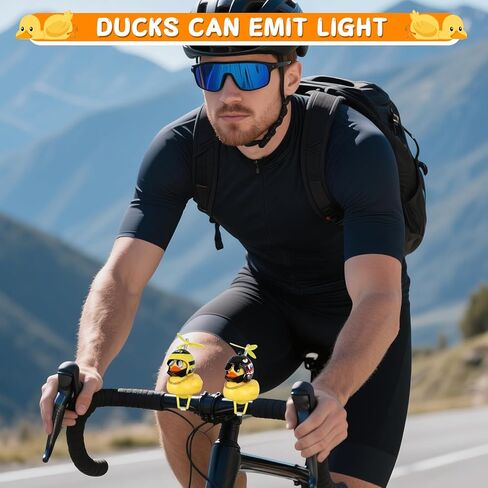 2PCS Glowing Funny Rubber Ducks Car Dashboard Decorations with Propeller Helmets, Gold Chains, Bandages, Light Bulbs & Gold Sunglasses- Sound Duck Accessories, Decor for Car in Saudi Arabia