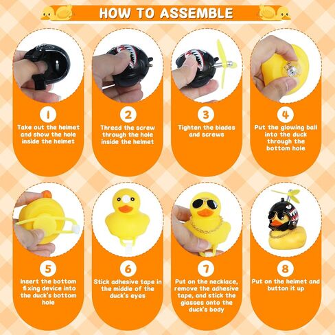 2PCS Glowing Funny Rubber Ducks Car Dashboard Decorations with Propeller Helmets, Gold Chains, Bandages, Light Bulbs & Gold Sunglasses- Sound Duck Accessories, Decor for Car in Saudi Arabia