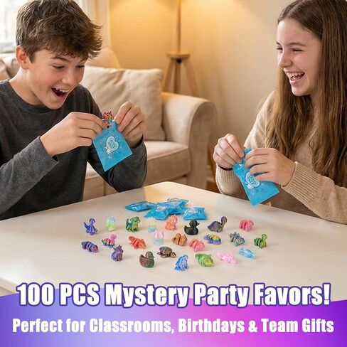 Hysagtek 100Pcs Mini 3D Printed Animals Blind Bag - Mystery Pack Flexible Articulated Fidget Toys Realistic Mini Animals Figures for Desk Decor Rewards Goodie Bags Party Favors Birthday Gifts in Saudi Arabia