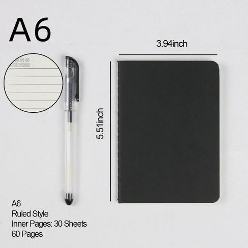 2 Pack Pocket Personal Organizers(3.94In x 5.51In), 30 Sheets Portables Line Journal with Soft Cover for Writing, Notepad for Office Home School, Diary Subject for Traveler Worker Women Men, Black in Kuwait