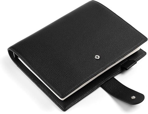 Moterm A5 Elite Rings Planner - منظم مجلد من الجلد الطبيعي بدون جيب خلفي كبير (أسود مرصوف بالحصى، حلقة 25 مم) in Kuwait