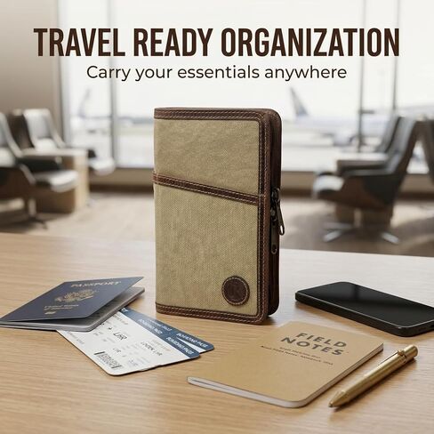 Rustique Field Notes Cover for Field notes Moleskine Cahier 3.5x5.5, Waxed Canvas and Leather YKK Zipper Journal Cover,Water Resistant Pocket Notebook Planner Travel Organizer in Saudi Arabia