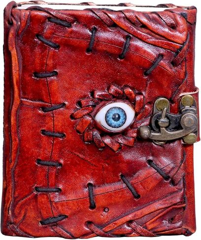Hocus Pocus Leather Journal Halloween Decorations Blank Spell Book of Shadows with Lock Clasp Decor Prop Vintage Bound Notebook Witchcraft Wiccan Grimoire Magic Eye And Witch Decoartions Perfect for Spooky Gifts And Spooky Decor 3.5X5 INCH (HOCUS POCUS) in Saudi Arabia