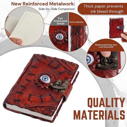 Hocus Pocus Leather Journal Halloween Decorations Blank Spell Book of Shadows with Lock Clasp Decor Prop Vintage Bound Notebook Witchcraft Wiccan Grimoire Magic Eye And Witch Decoartions Perfect for Spooky Gifts And Spooky Decor 3.5X5 INCH (HOCUS POCUS) in Saudi Arabia
