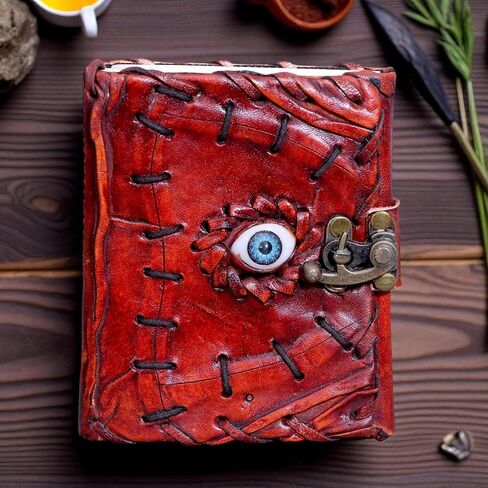 Hocus Pocus Leather Journal Halloween Decorations Blank Spell Book of Shadows with Lock Clasp Decor Prop Vintage Bound Notebook Witchcraft Wiccan Grimoire Magic Eye And Witch Decoartions Perfect for Spooky Gifts And Spooky Decor 3.5X5 INCH (HOCUS POCUS) in Saudi Arabia