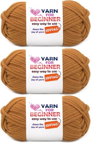 3 Pack Beginners Crochet Yarn Light Brown+Brown+Coffee Cotton Crochet Yarn for Crocheting Knitting Beginners with Easy-to-See Stitches Cotton-Nylon Blend Crochet Yarn for Beginners Crochet Kit(3x50g) in Saudi Arabia