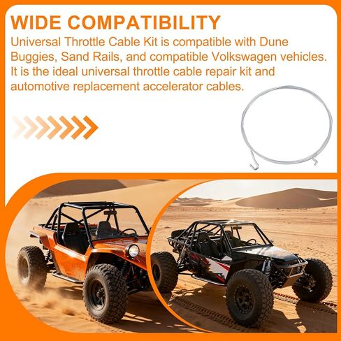 Universal Throttle Cable Kit 00-4863-0 Compatible with VW Vehicles Dune Buggy,15 Ft Adjustable Accelerator Cable And Throttle Cable Shortening Kit in Kuwait