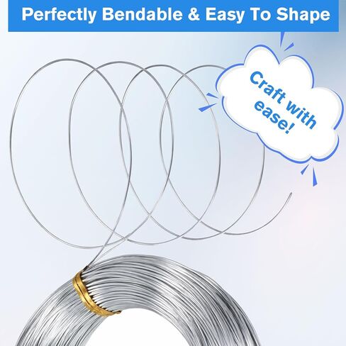 Bendable Wire for Crafts Aluminum, 1mm 18 Gauge 164ft Sculpting Wire Spool for Jewelry Making Beading Floral Wrapping Wreath DIY Crafts, Flexible Metal Wires, Silver in Kuwait