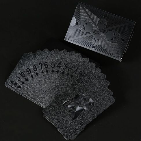 Waterproof Playing Cards, Plastic Playing Cards, Deck of Cards, Standard Size Black Cool Playing Card for Adults, Premium Poker Card Set for Magic Beach Pool Camping Party Games in Kuwait