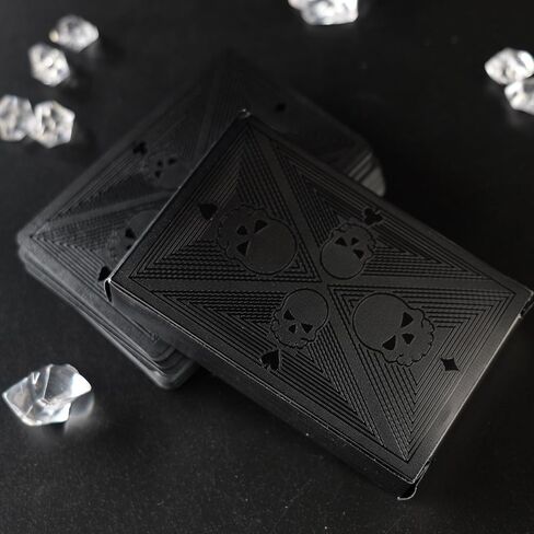 Waterproof Playing Cards, Plastic Playing Cards, Deck of Cards, Standard Size Black Cool Playing Card for Adults, Premium Poker Card Set for Magic Beach Pool Camping Party Games in Kuwait