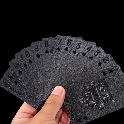 Waterproof Playing Cards, Plastic Playing Cards, Deck of Cards, Standard Size Black Cool Playing Card for Adults, Premium Poker Card Set for Magic Beach Pool Camping Party Games in Kuwait
