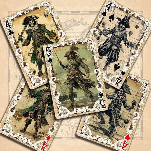Pirate Themed Series Playing Cards,Retro Style Poker Cards, 54 Unique Illustrations Playing Card, International Standard Size, Double-Sided Anti Slip Pattern Design, Suitable for Collection and Gift. in Kuwait