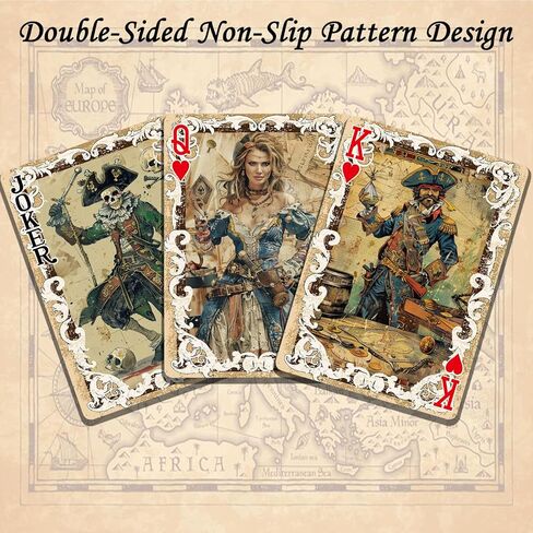 Pirate Themed Series Playing Cards,Retro Style Poker Cards, 54 Unique Illustrations Playing Card, International Standard Size, Double-Sided Anti Slip Pattern Design, Suitable for Collection and Gift. in Kuwait