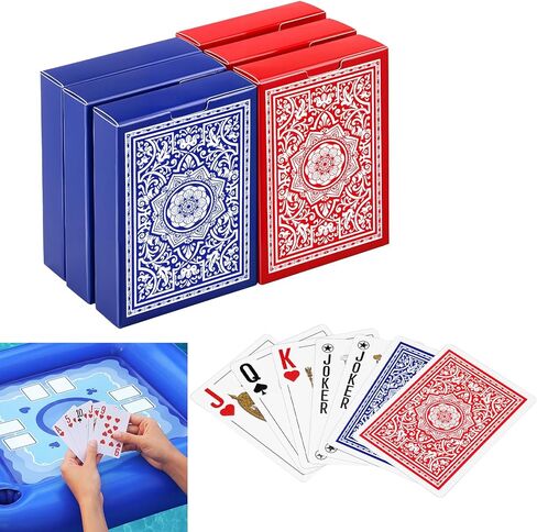 Outus 6 Decks Waterproof Playing Cards Plastic Poker Game Jumbo Index Large Size Waterproof Washable for Texas Holdem Poker Family Game Birthday Party for Beach Pool Camping in Kuwait