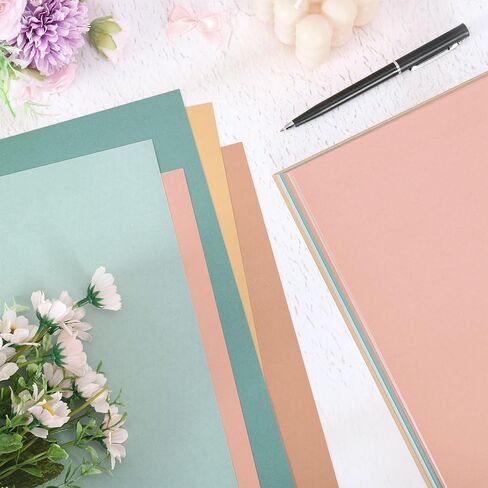 Whaline 50 Sheets 8.5 x 11 Inch Modern Boho Colored Card Stock Thick Paper Cards Colored Scrapbook Paper for Prints DIY Arts Crafts School Office Home Supplies, 65LB in Kuwait