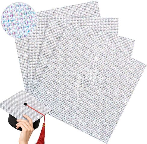 Knitgrip 4 Sheets Rhinestone Glitter Construction Paper for Graduation Cap Bling 9 Inch Bedazzling Rhinestone Colorful Self-adhesive Sparkly Cardstock Grad Cap for Photo Crafts DIY Grad Hat Party in Kuwait