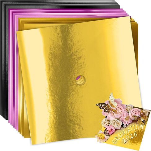 18Pcs Glitter Cardstock DIY Graduation Cap, 9.8 x 9.8 Inch Cardstock Decoration Paper for Grad Caps, Congrats Grad Party, Favors Supplies (Color D) in Saudi Arabia
