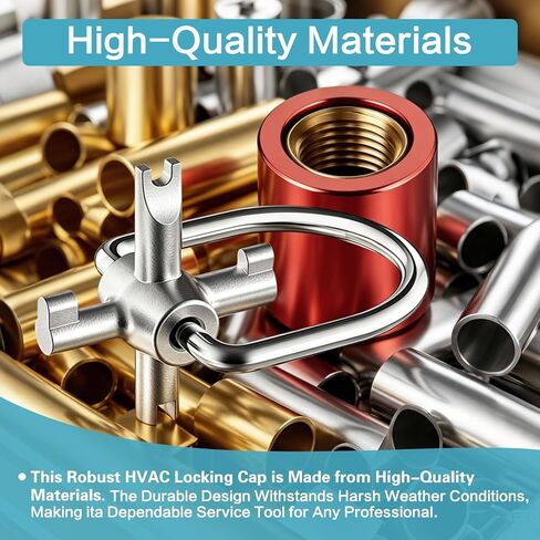 HVAC Locking Cap Key, 【Universal 4-in-1 HVAC Tool with 4 Pcs 1/4 Inch Tamper-Resistant Locking Caps】 for R22 Refrigerant AC Systems, Valve Port Covers for Installation, Repair & Maintenance in Saudi Arabia
