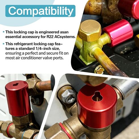HVAC Locking Cap Key, 【Universal 4-in-1 HVAC Tool with 4 Pcs 1/4 Inch Tamper-Resistant Locking Caps】 for R22 Refrigerant AC Systems, Valve Port Covers for Installation, Repair & Maintenance in Saudi Arabia