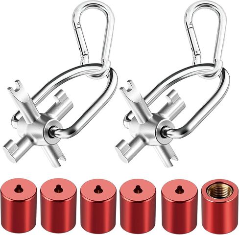 HVAC Locking Cap Key, 【Universal 4-in-1 HVAC Tool with 4 Pcs 1/4 Inch Tamper-Resistant Locking Caps】 for R22 Refrigerant AC Systems, Valve Port Covers for Installation, Repair & Maintenance in Saudi Arabia