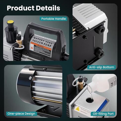 NEWBULIG 4CFM Single Stage Vacuum Pump 110V, with R134a AC Manifold Gauge Set & Leak Detector - Complete Kit for HVAC Air Conditioning Service, Refrigerant Recharging, Black in Saudi Arabia