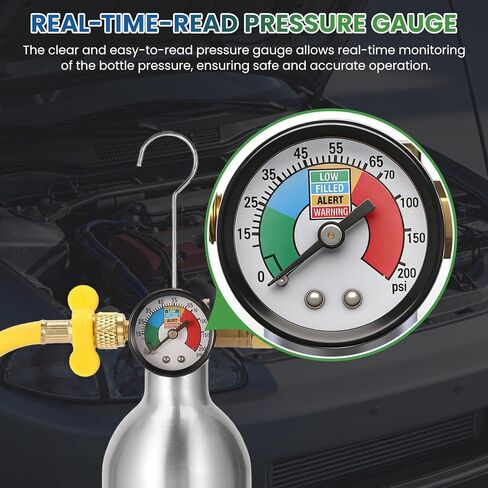 Wayona AC Flush Kit - Air Conditioner System Flush Kit Automotive Pipeline Cleaning Tool Set with Canister, 220PSI Gauge, Fittings & Hose AC System Flush Tool for R134a R12 R22(Without Flush Solvent) in Saudi Arabia