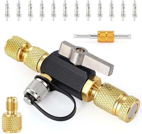 أداة إزالة قلب صمام LUPING HVAC، مزيل قلب صمام مزدوج 1/4 بوصة و5/16 بوصة، أداة إزالة أساسية ذات تصنيف فراغي للتدفق الضخم، مكنسة كهربائية 20 ميكرون، أدوات HVAC لـ R134A R32 R410A R22 R12 R407 R1234yf in Kuwait