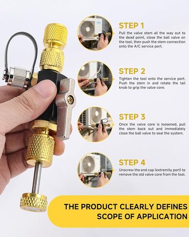 أداة إزالة قلب صمام LUPING HVAC، مزيل قلب صمام مزدوج 1/4 بوصة و5/16 بوصة، أداة إزالة أساسية ذات تصنيف فراغي للتدفق الضخم، مكنسة كهربائية 20 ميكرون، أدوات HVAC لـ R134A R32 R410A R22 R12 R407 R1234yf in Kuwait