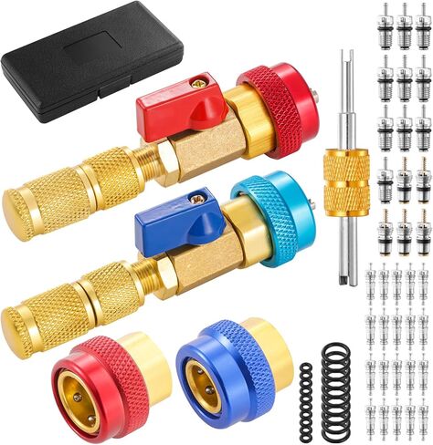 R134A R1234YF R454B Valve Core Tool, 59PC Air Conditioning Valve Core Remover Installer Tool Set, High Low Pressure AC Valve Core Quick Remover Installer(AC R454b R22 R134a R1234YF) in Saudi Arabia