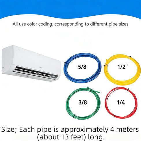 4-Meter Air Conditioning Copper Tube Extension Pipe, 1/4" 1/2" 3/8" 5/8" Built-in Copper Tube Bending Strip, for HVAC and Refrigerator Maintenance, Air Conditioning Pipe Bender Kit (4pcs) in Saudi Arabia