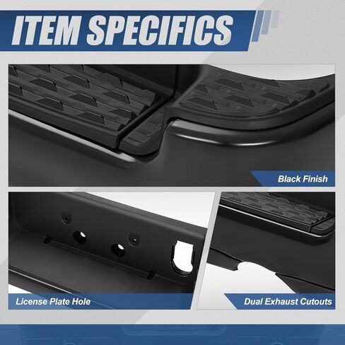 Auto Dynasty Rear Step Bumper Compatible with 2019-2024 Ram 1500, Rear Bumper Assembly Replacement w/Dual Exhaust Cutout/Non Parking Sensor Holes, CH1103163, Primered Black in Kuwait