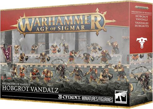 Warhammer Age of Sigmar Hobgrot Vandalz - طقم مشاة بلاستيكي مصغر مكون من 20 قطعة، 124 مكونًا، قواعد مستديرة 25 مم، 450 زلاجة مائية - غير مطلية in Kuwait