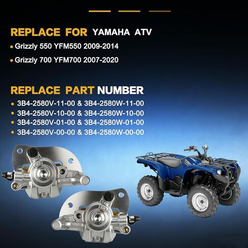 GSPSCN 2pcs Rear Left & Right Brake Calipers w/Pads & Mounting Bracket for Yamaha Grizzly 550 YFM550 2009-2014丨Grizzly 700 YFM700 2007-2020,3B4-2580V-11-00 3B4-2580W-11-00 in Kuwait