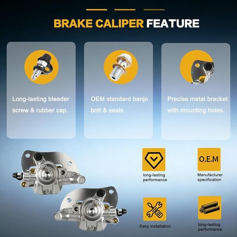 GSPSCN 2pcs Rear Left & Right Brake Calipers w/Pads & Mounting Bracket for Yamaha Grizzly 550 YFM550 2009-2014丨Grizzly 700 YFM700 2007-2020,3B4-2580V-11-00 3B4-2580W-11-00 in Kuwait