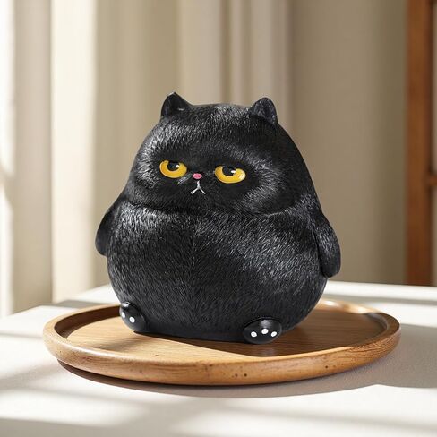 Black Cat Piggy Bank Cat Coin Bank, Cute Piggy Bank for Adults, Small Cool Cat Bank, Resin Black Cat Figurine Coin Jar, Cat Lover Gifts for Birthday Christmas Halloween (H 5.9in) in Kuwait
