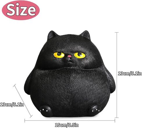Black Cat Piggy Bank Cat Coin Bank, Cute Piggy Bank for Adults, Small Cool Cat Bank, Resin Black Cat Figurine Coin Jar, Cat Lover Gifts for Birthday Christmas Halloween (H 5.9in) in Kuwait