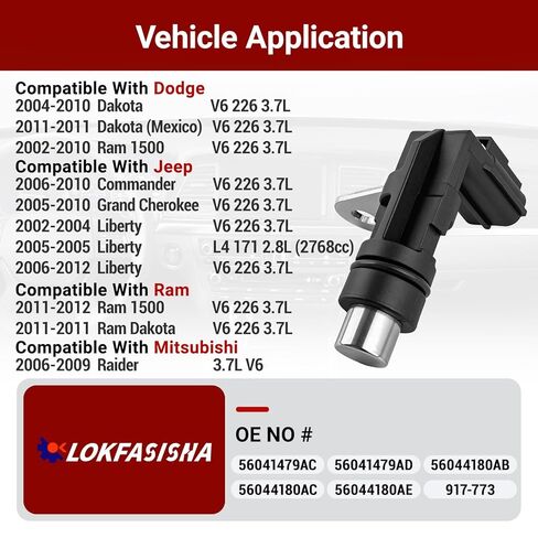 56044180AC Crankshaft Position Sensor Compatible with Dodge Dakota 2006-2010 Commander Grand Cherokee Liberty 2011-2012 Ram 1500 2006-2009 Mitsubishi Raider Replace 917-773 by LOKFASISHA in Saudi Arabia