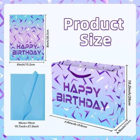 13'' Large Purple Demon Party Gift Bag Set with Handles, Greeting Card and Tissue Papers for Hunter Theme Party Decoration (Blue 1Pcs) in Saudi Arabia