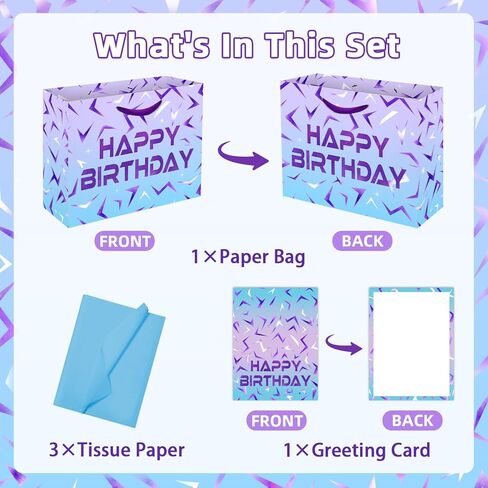13'' Large Purple Demon Party Gift Bag Set with Handles, Greeting Card and Tissue Papers for Hunter Theme Party Decoration (Blue 1Pcs) in Saudi Arabia