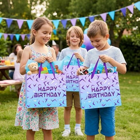 13'' Large Purple Demon Party Gift Bag Set with Handles, Greeting Card and Tissue Papers for Hunter Theme Party Decoration (Blue 1Pcs) in Saudi Arabia