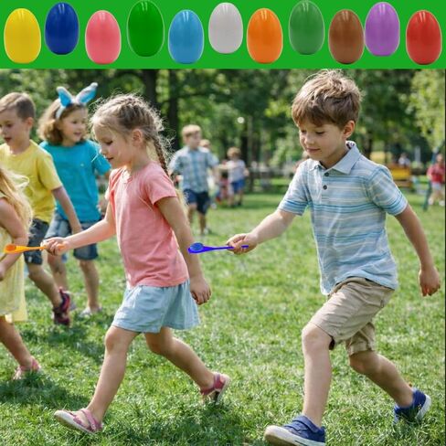 Chochkees 12 قطعة 6 بيضات عيد الفصح الخشبية و6 مجموعة ألعاب سباق ملاعق خشبية، 6 مجموعات، لعبة كرنفال متعددة اللاعبين للأطفال والأنشطة العائلية والعطلات في الهواء الطلق في ساحة صيد بيض عيد الفصح وحفلات عيد الميلاد وألعاب الحديقة in Kuwait