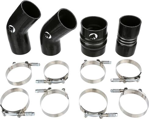 Heavy Duty Silicone Intercooler Boot Kit Compatible with 2013, 2014, 2015, 2016, 2017, 2018 Dodge Ram 2500/3500 6.7L Cummins Diesel — 5-Ply, T-Bolt Clamps Included (Jet Black) in Saudi Arabia