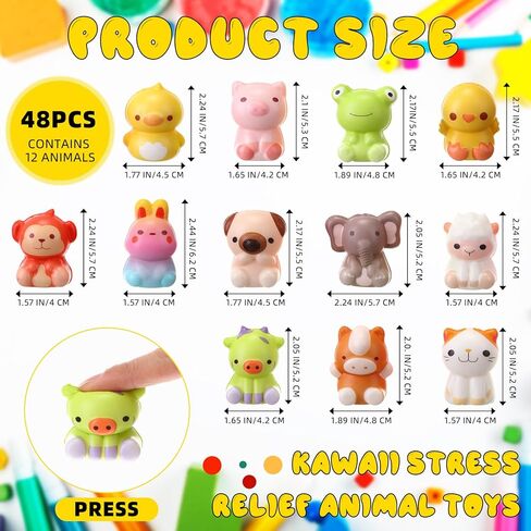 Halloscume 48 Packs Slow Rising Jumbo Animal Toys Bulk Anxiety Sensory Stress Relief Toys Valentines Day Gift Party Favors for Kids Classroom Prizes Piñata Stuffers, Birthday Gifts in Kuwait