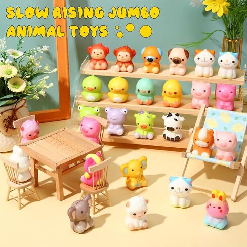 Halloscume 48 Packs Slow Rising Jumbo Animal Toys Bulk Anxiety Sensory Stress Relief Toys Valentines Day Gift Party Favors for Kids Classroom Prizes Piñata Stuffers, Birthday Gifts in Kuwait
