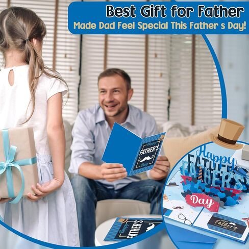 4 Slots Happy Fathers Day Pop Up Gift Card Booklet with Envelopes 3D Father‘s Day Gift Money Holder Surprise Money Card Sleeves Book Money Gift Ideas for Father Grandpa Teacher Husband in Saudi Arabia