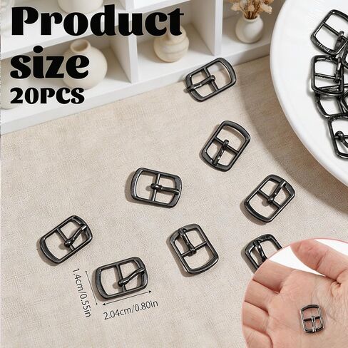 20 Pcs Buckles for Straps Shoes Buckles Metal Single Prong Pin Shoes Buckle, Adjustable Slide Buckle for Leather Craft, Hardware Making Pin for Shoe Bag Leather Belt Backpack Replacement in Saudi Arabia