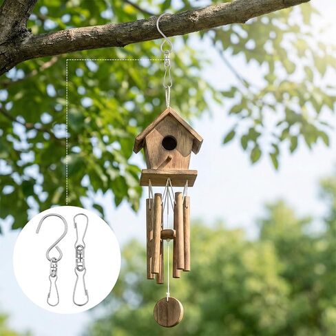 Wind Spinner Swivel Hooks, 20 Pieces Stainless Steel Swivel Hooks for Wind Spinners 360 Degree Rotating Windsock Clips Hanger Swivels Clips for Winds Chimes Bird Feeder Crystal Twisters Party Supply in Kuwait