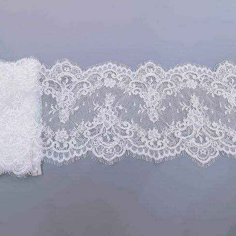 22cm Wide French Chantilly Lace Trim with Cords,DIY Sewing Lace Trim for Bridal Veil-3 Meters in Saudi Arabia